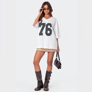 Edikted Oversized White 76 T-shirt - M